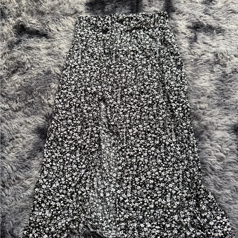 Floral Black and White Skirt